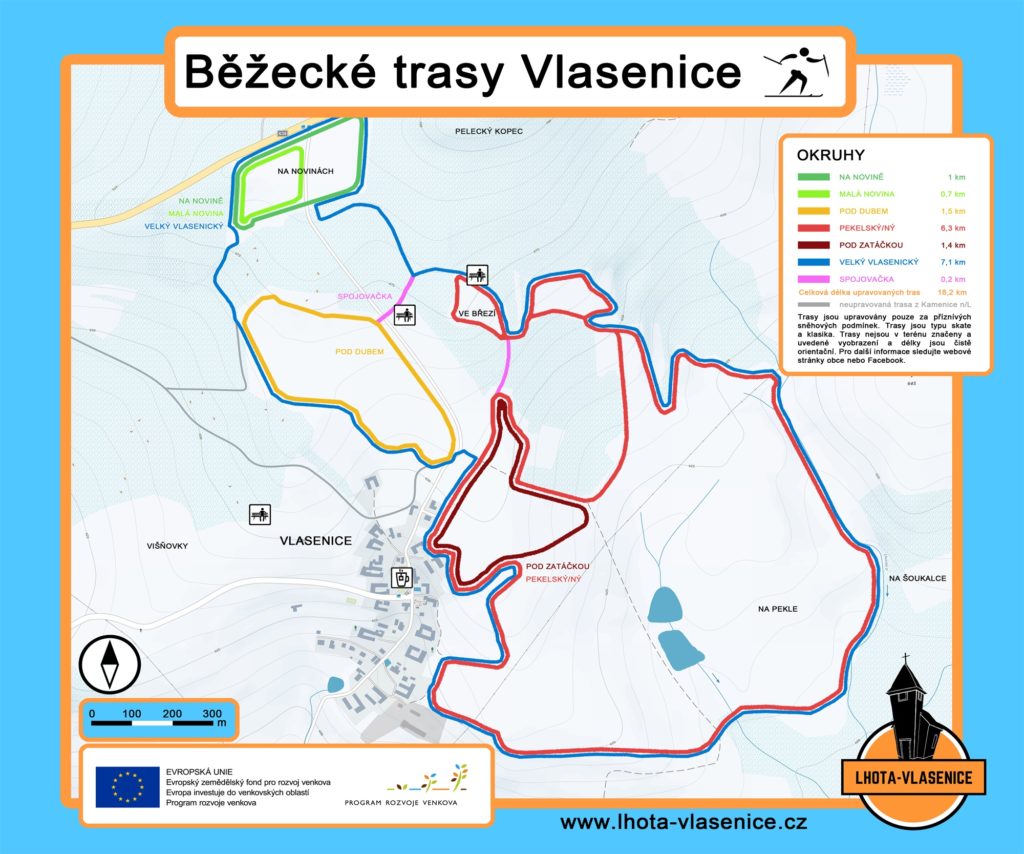 Plánek běžeckých tratí Vlásenice